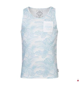 Monro Slim Fit Tank Top - White and Light Blue