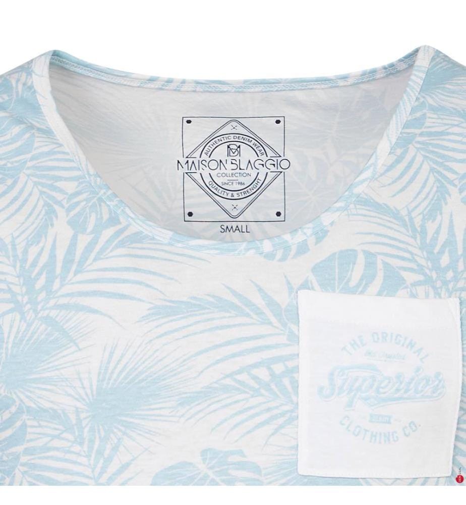 Monro Slim Fit Tank Top - White and Light Blue