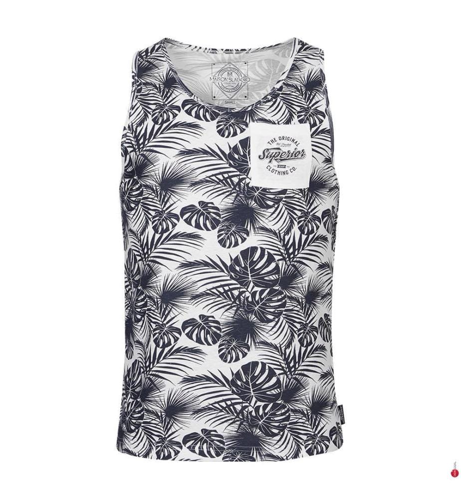 Monro Slim-Fit-Tanktop - Weiss und Dunkelblau