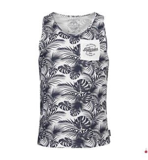 Monro Slim Fit Tank Top - White and Dark Blue