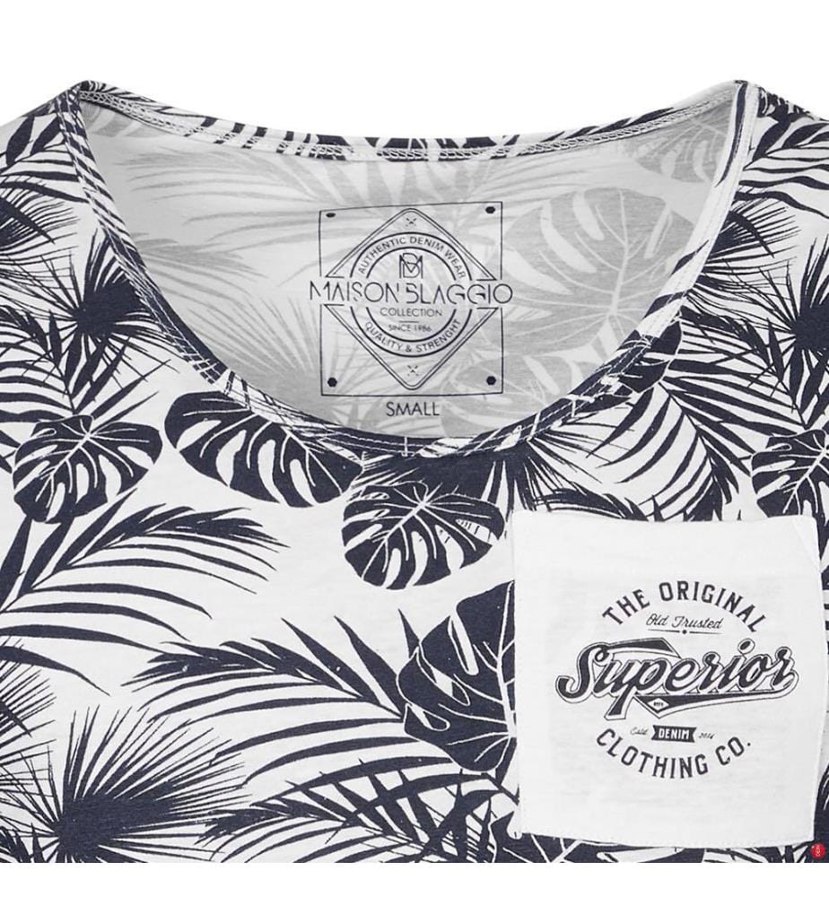 Monro Slim-Fit-Tanktop - Weiss und Dunkelblau