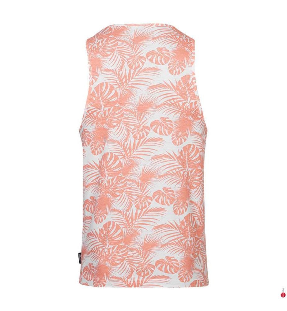 Monro Slim Fit Tank Top - White and Coral