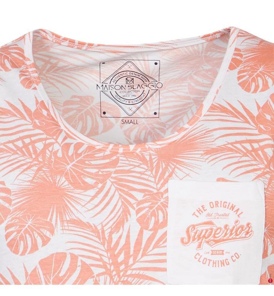 Monro Slim Fit Tank Top - White and Coral