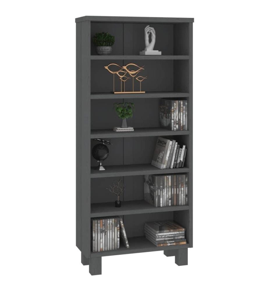 Armadio per CD HAMAR Grigio scuro 45x18x100 cm Legno massiccio di pin