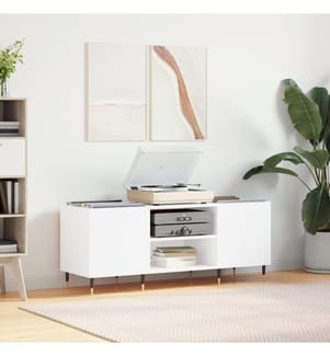 Disk cabinet white 121x38x48 cm engineered wood