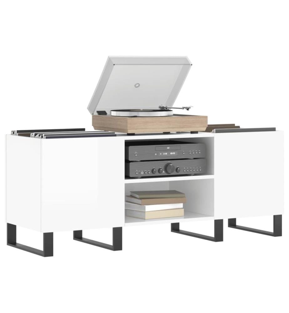 Disc Cabinet white glossy 121x38x48 cm engineered wood