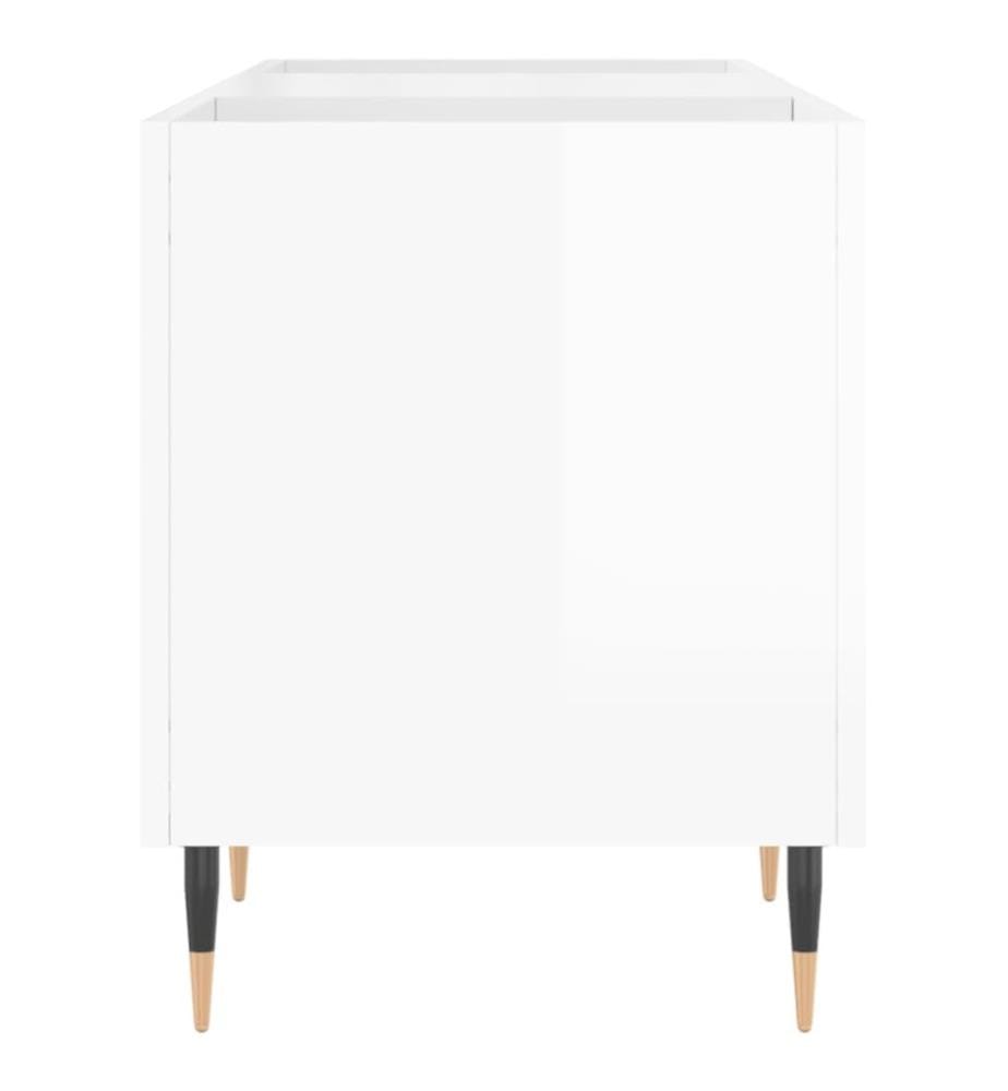 Disk cabinet white glossy 121x38x48 cm engineered wood