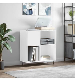 Plattenschrank Hochglanz-Weiss 84,5x38x89 cm Holzwerkstoff