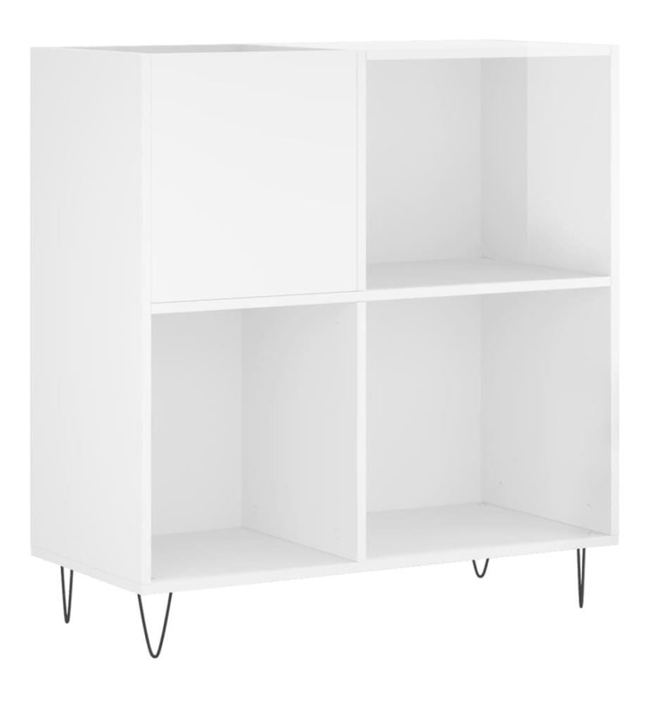 Plattenschrank Hochglanz-Weiss 84,5x38x89 cm Holzwerkstoff