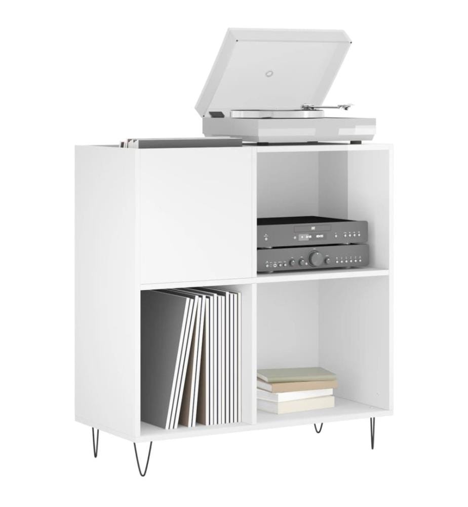 Plattenschrank Hochglanz-Weiss 84,5x38x89 cm Holzwerkstoff