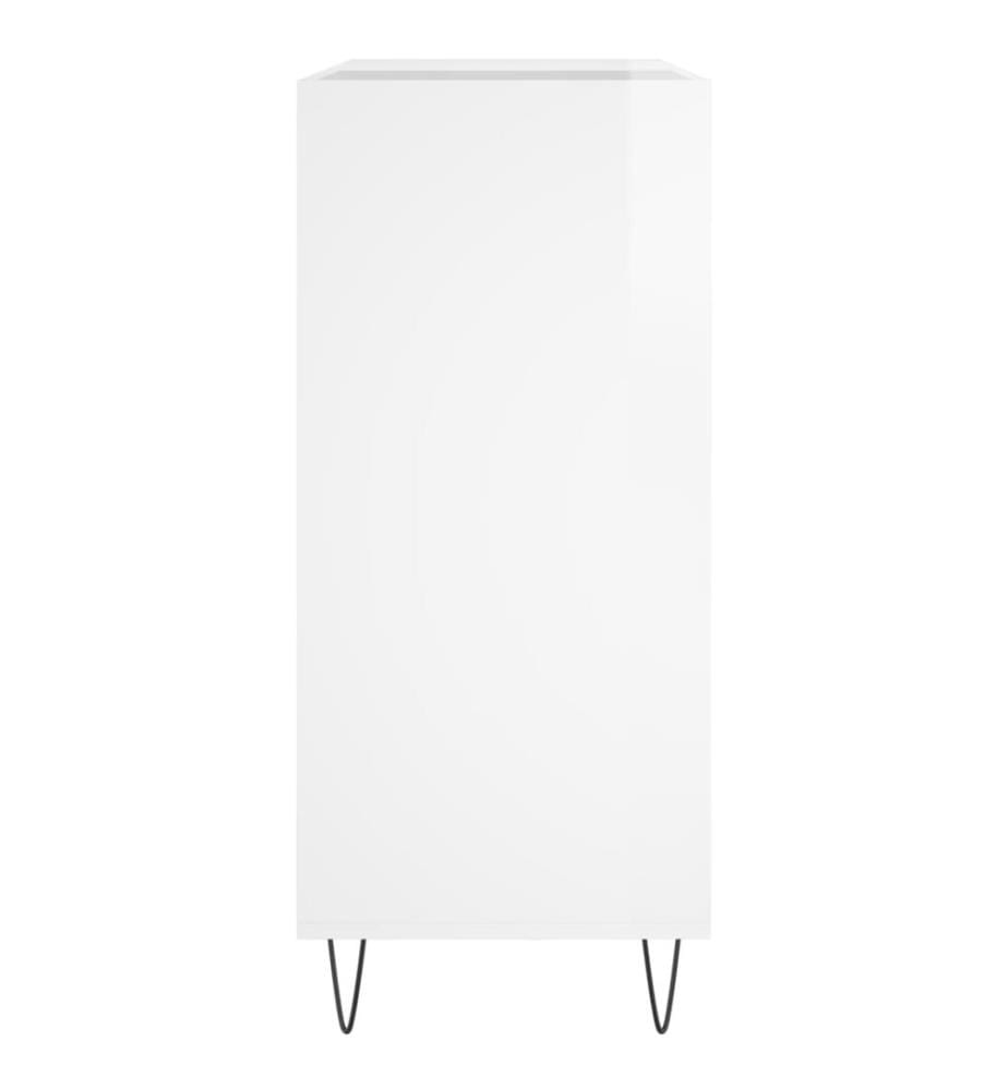 Plattenschrank Hochglanz-Weiss 84,5x38x89 cm Holzwerkstoff