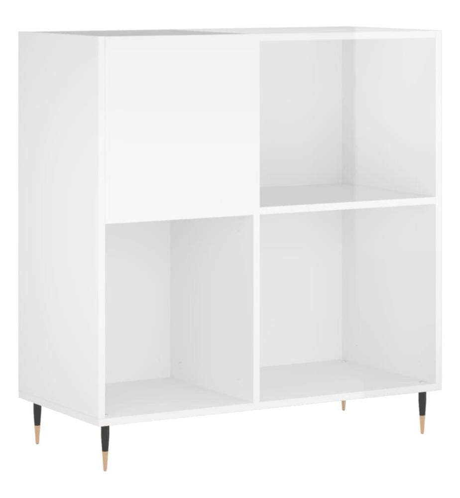 Plattenschrank Hochglanz-Weiss 84,5x38x89 cm Holzwerkstoff