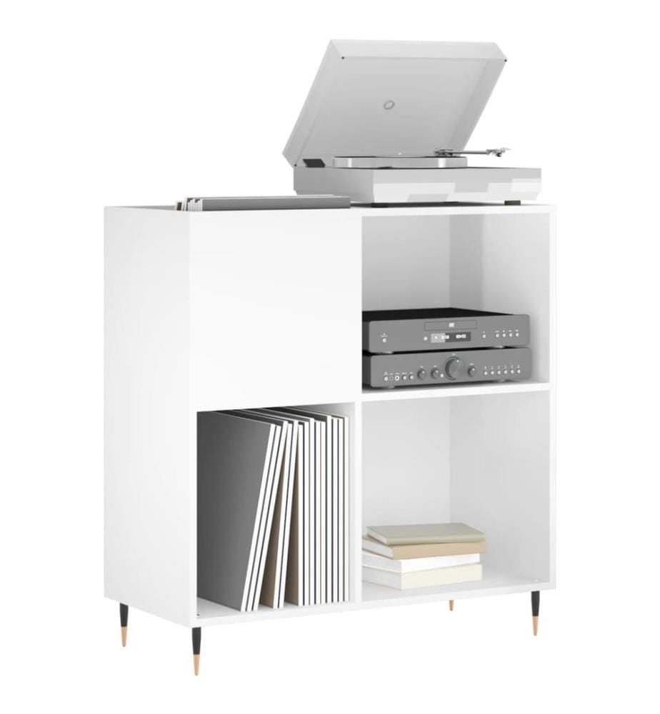 Plattenschrank Hochglanz-Weiss 84,5x38x89 cm Holzwerkstoff