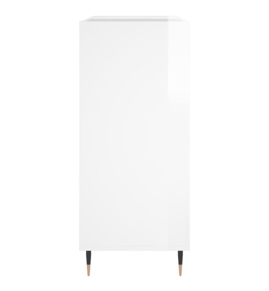 Plattenschrank Hochglanz-Weiss 84,5x38x89 cm Holzwerkstoff