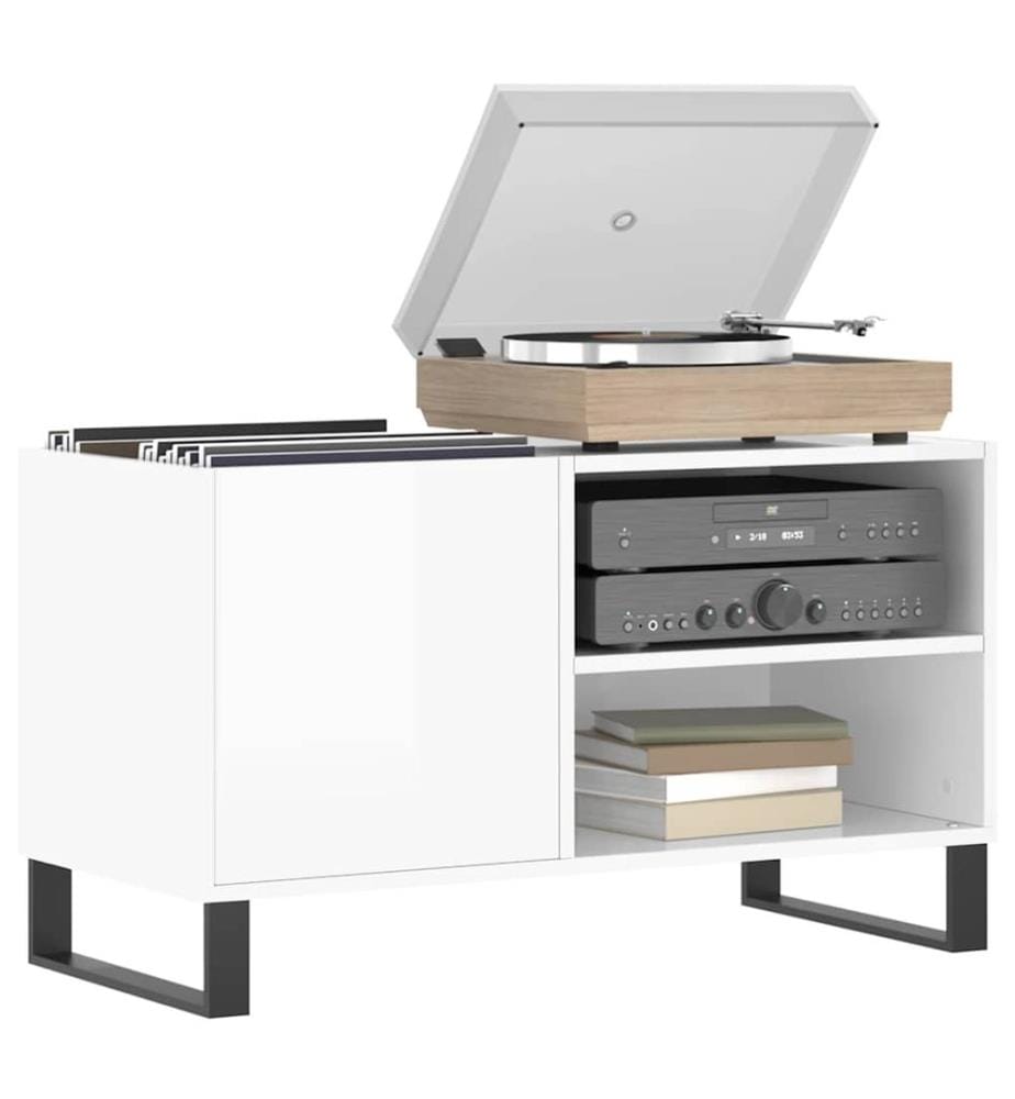 Plattenschrank Hochglanz-Weiss 85x38x48 cm Holzwerkstoff