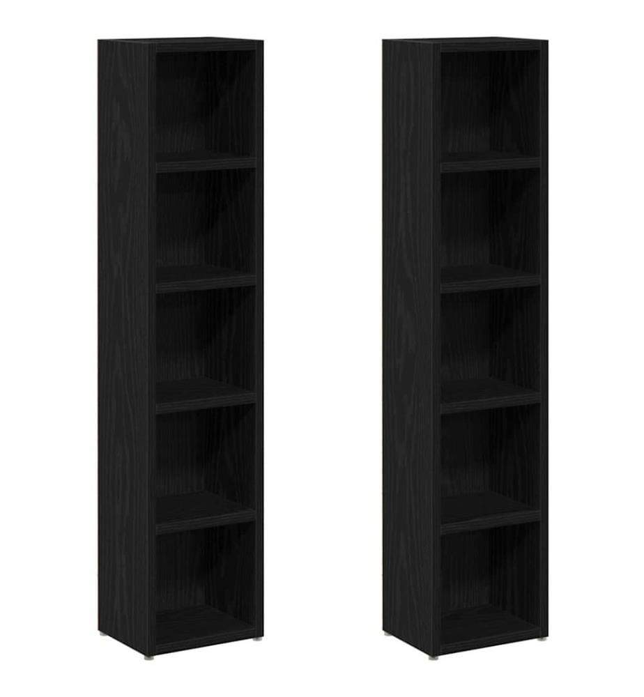 CD-Regale 2Stk. Schwarz Eichen-Optik 21x16x93,5cm Holzwerkstoff