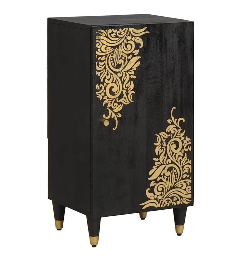 Sideboard mit Regal Schwarz 40 x 33 x 75 cm Massivholz Mango
