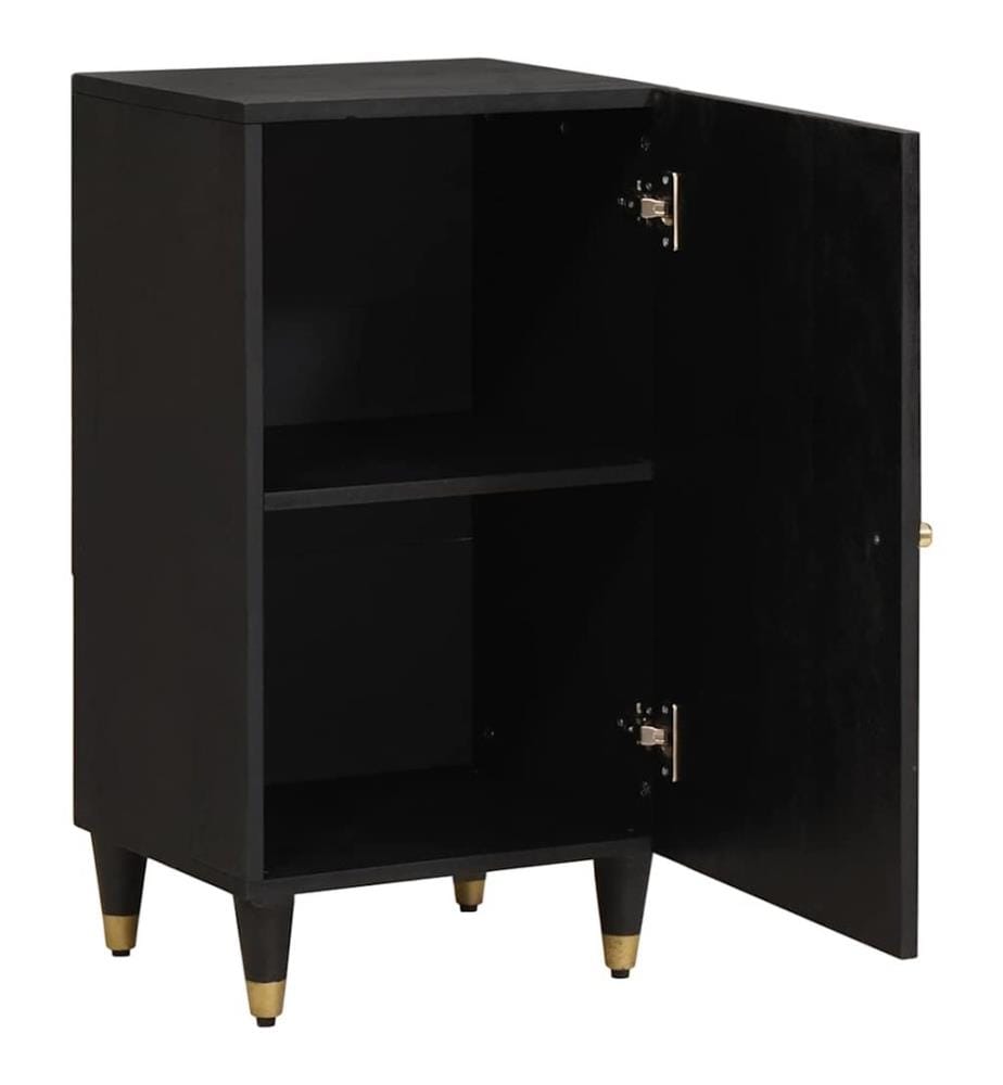 Sideboard mit Regal Schwarz 40 x 33 x 75 cm Massivholz Mango