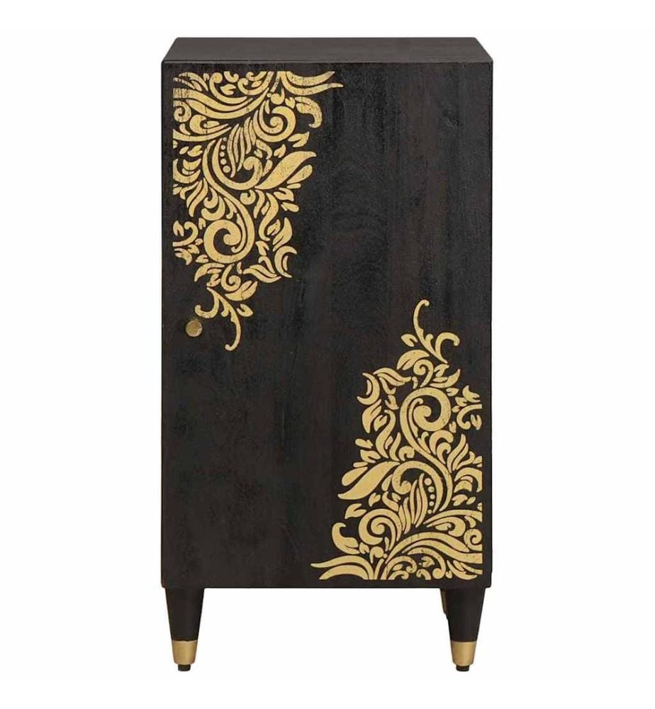 Sideboard mit Regal Schwarz 40 x 33 x 75 cm Massivholz Mango