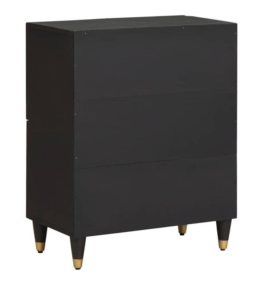 Sideboard mit Regal Schwarz 60 x 33 x 75 cm Massivholz Mango