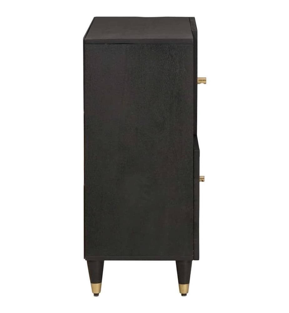 Sideboard mit Regal Schwarz 80 x 33 x 75 cm Massivholz Mango