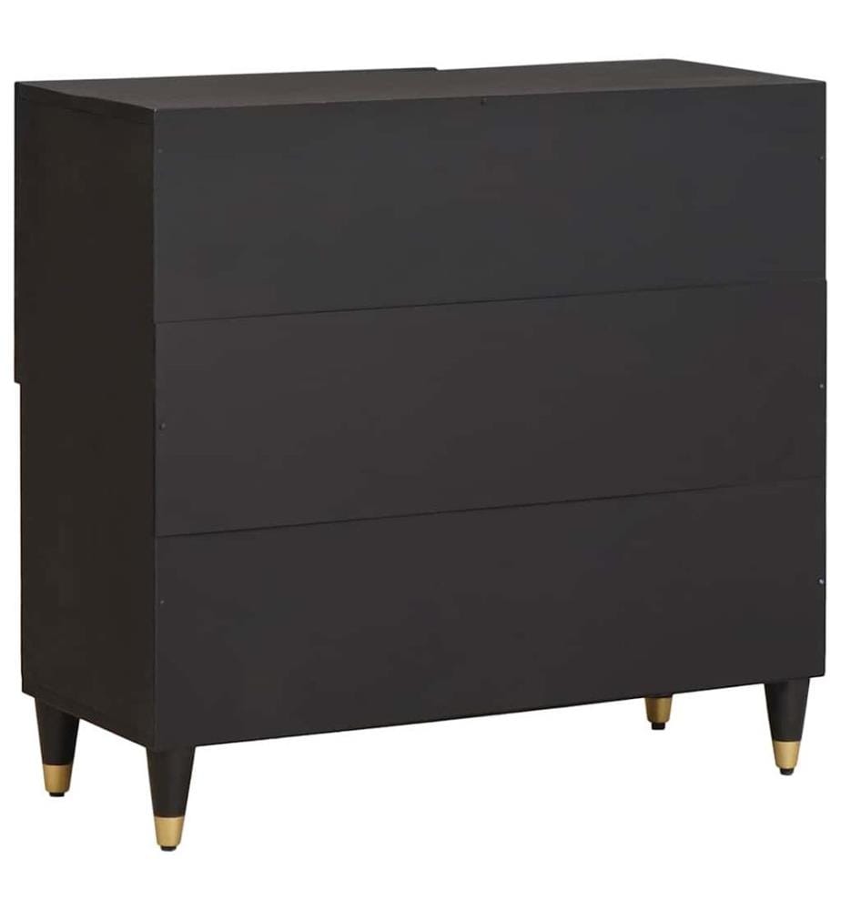 Sideboard mit Regal Schwarz 80 x 33 x 75 cm Massivholz Mango
