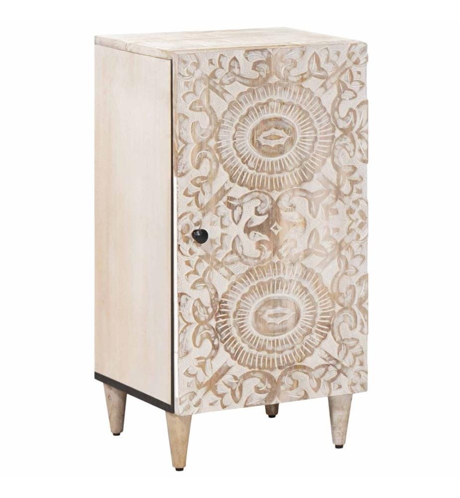 Buffet avec porte Blanc 40 x 33,5 x 75 cm Bois de mangue massif