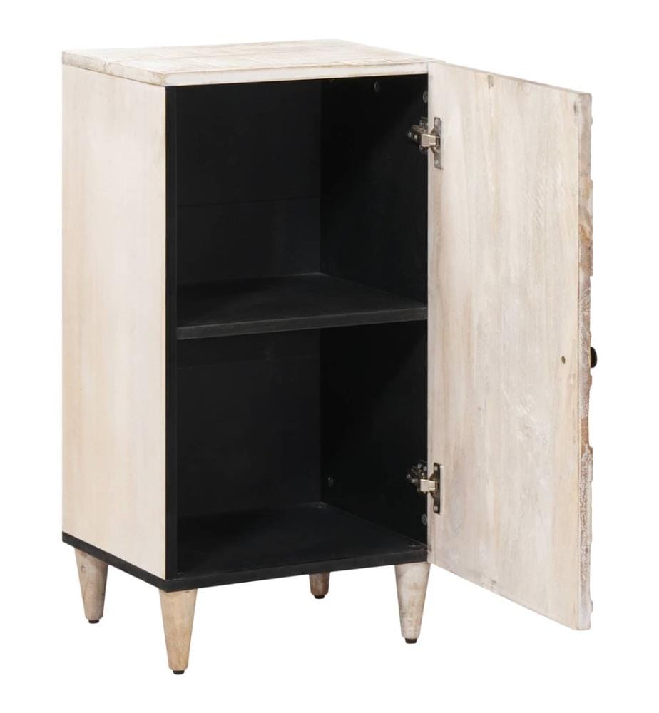 Buffet avec porte Blanc 40 x 33,5 x 75 cm Bois de mangue massif