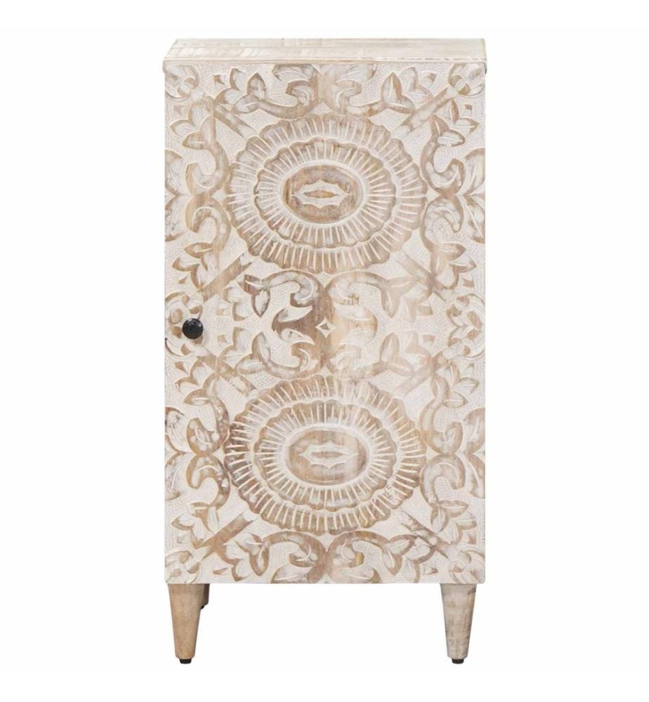 Buffet avec porte Blanc 40 x 33,5 x 75 cm Bois de mangue massif