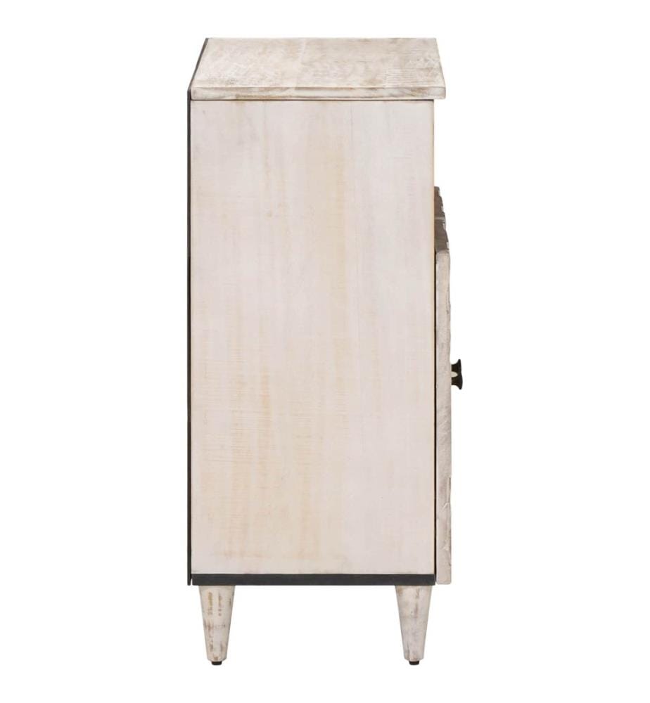 Buffet avec porte Blanc 60 x 33,5 x 75 cm Bois de mangue massif