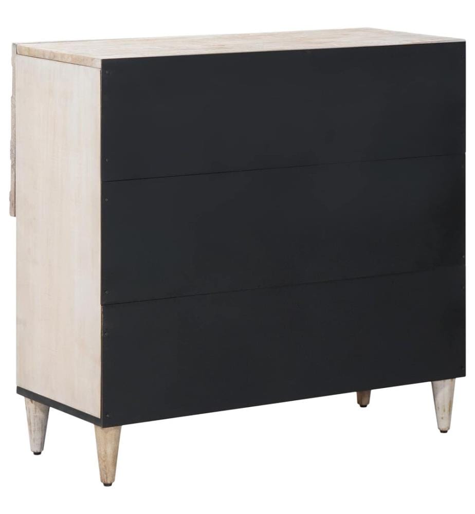 Buffet avec porte Blanc 80 x 33,5 x 75 cm Bois de mangue massif