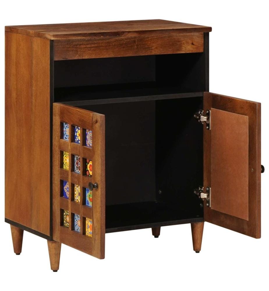 Buffet avec porte Noyer 60 x 33 x 75 cm Bois de mangue massif