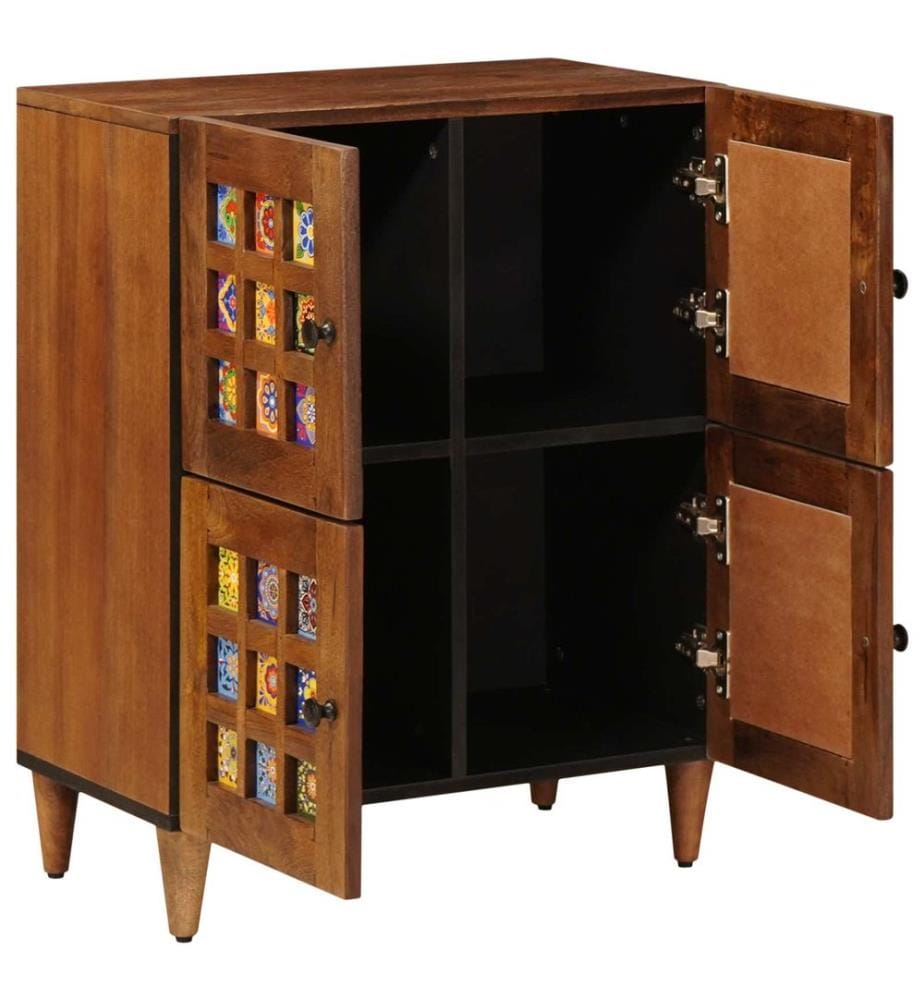 Buffet avec porte Noyer 60 x 33 x 75 cm Bois de mangue massif