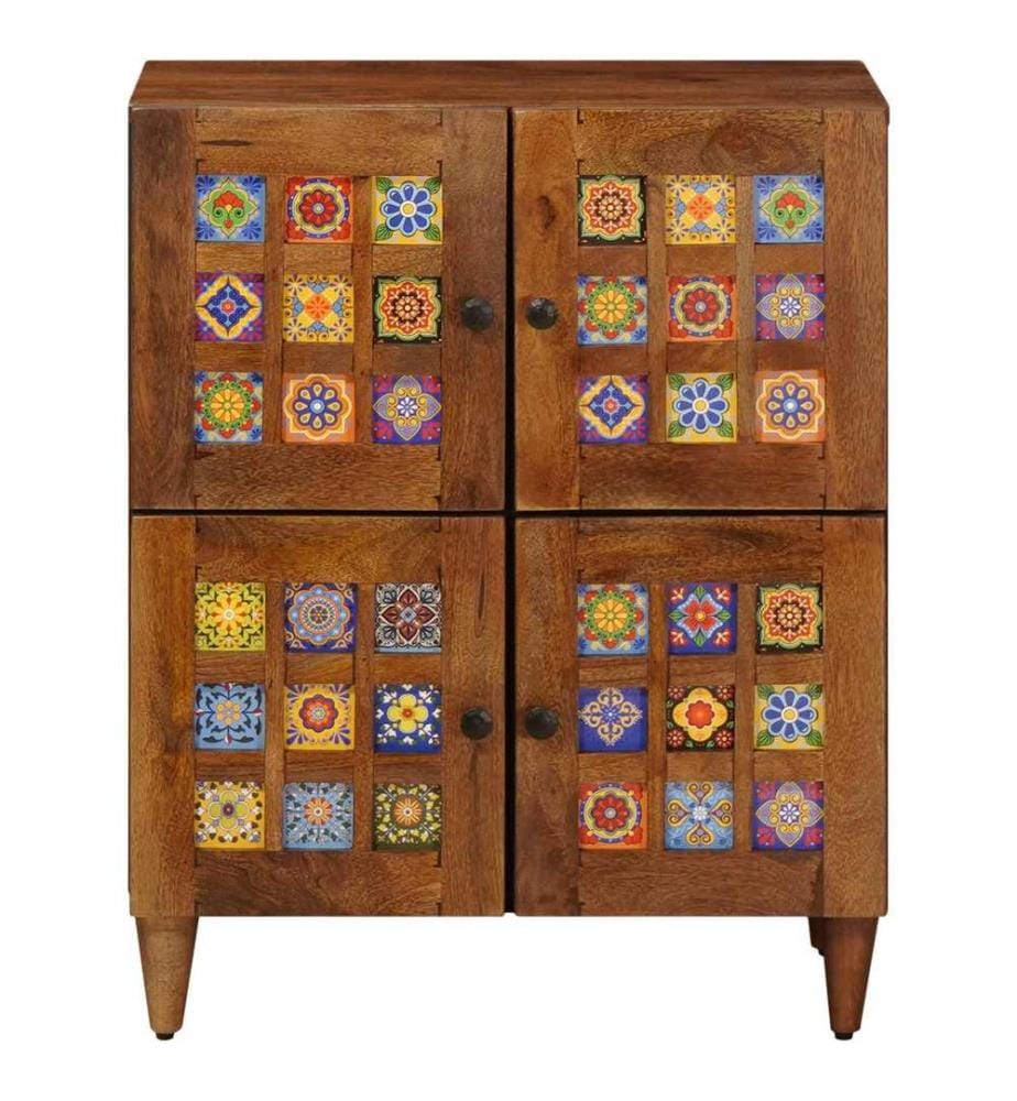 Buffet avec porte Noyer 60 x 33 x 75 cm Bois de mangue massif
