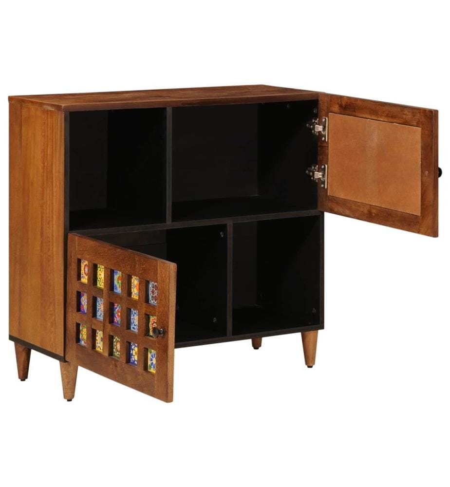 Buffet avec porte Noyer 80 x 33 x 75 cm Bois de mangue massif