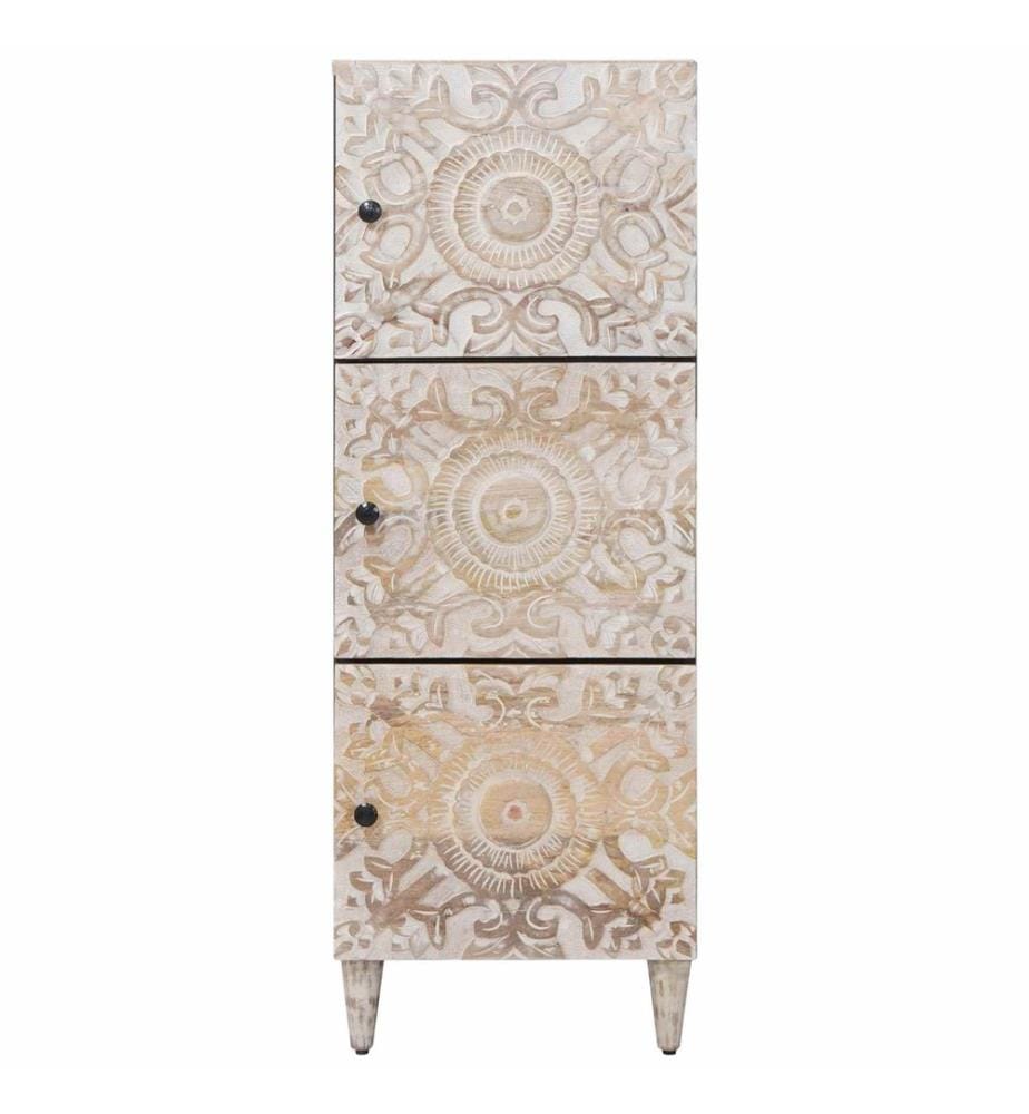 Hochschrank mit Regal Weiss 40 x 33,5 x 110 cm Massivholz Mango