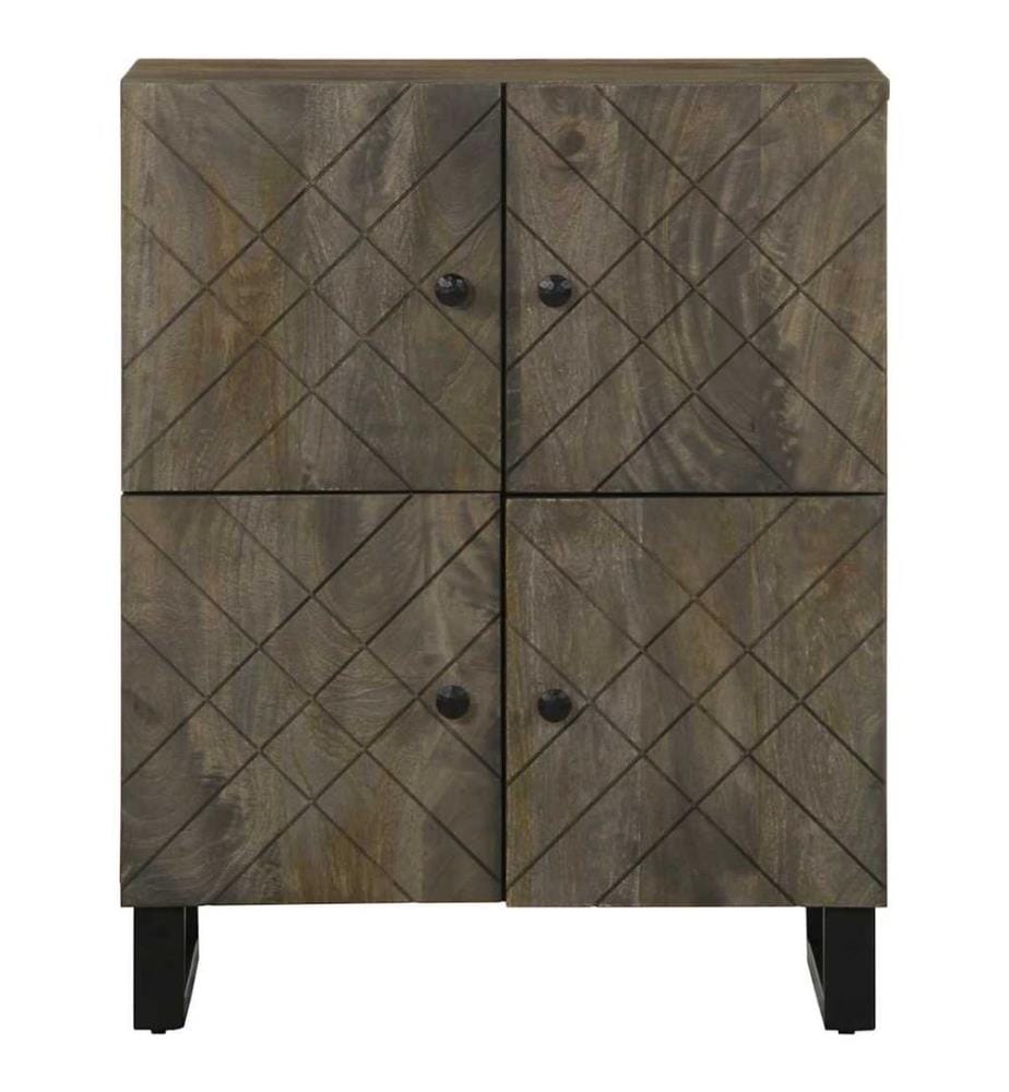 Buffet noir 60x33x75 cm bois massif de manguier