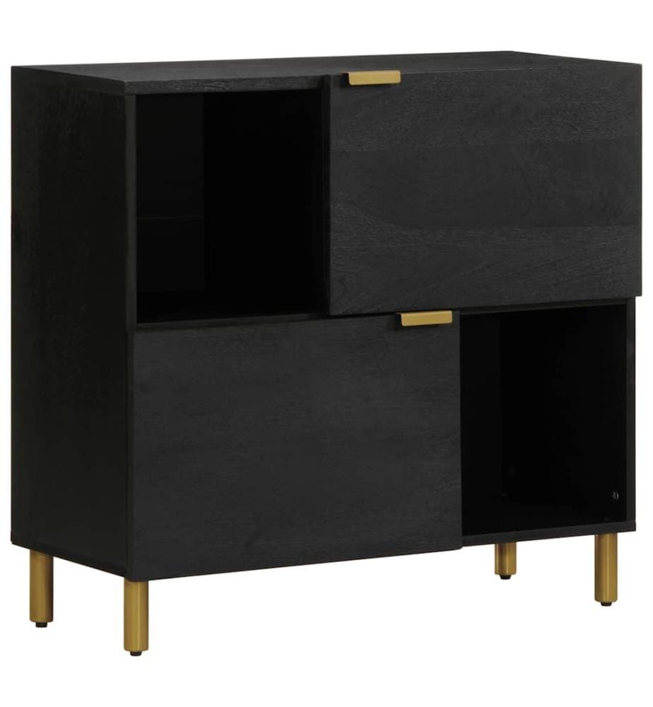 Buffet noir 80x33x75 cm bois d'ingénierie