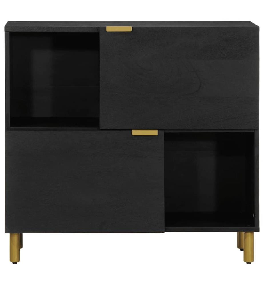 Buffet noir 80x33x75 cm bois d'ingénierie