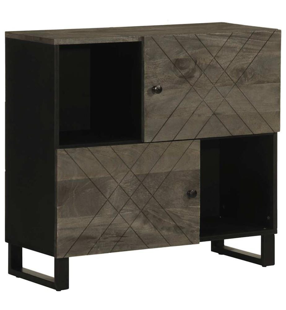 Buffet noir 80x33x75 cm bois massif de manguier