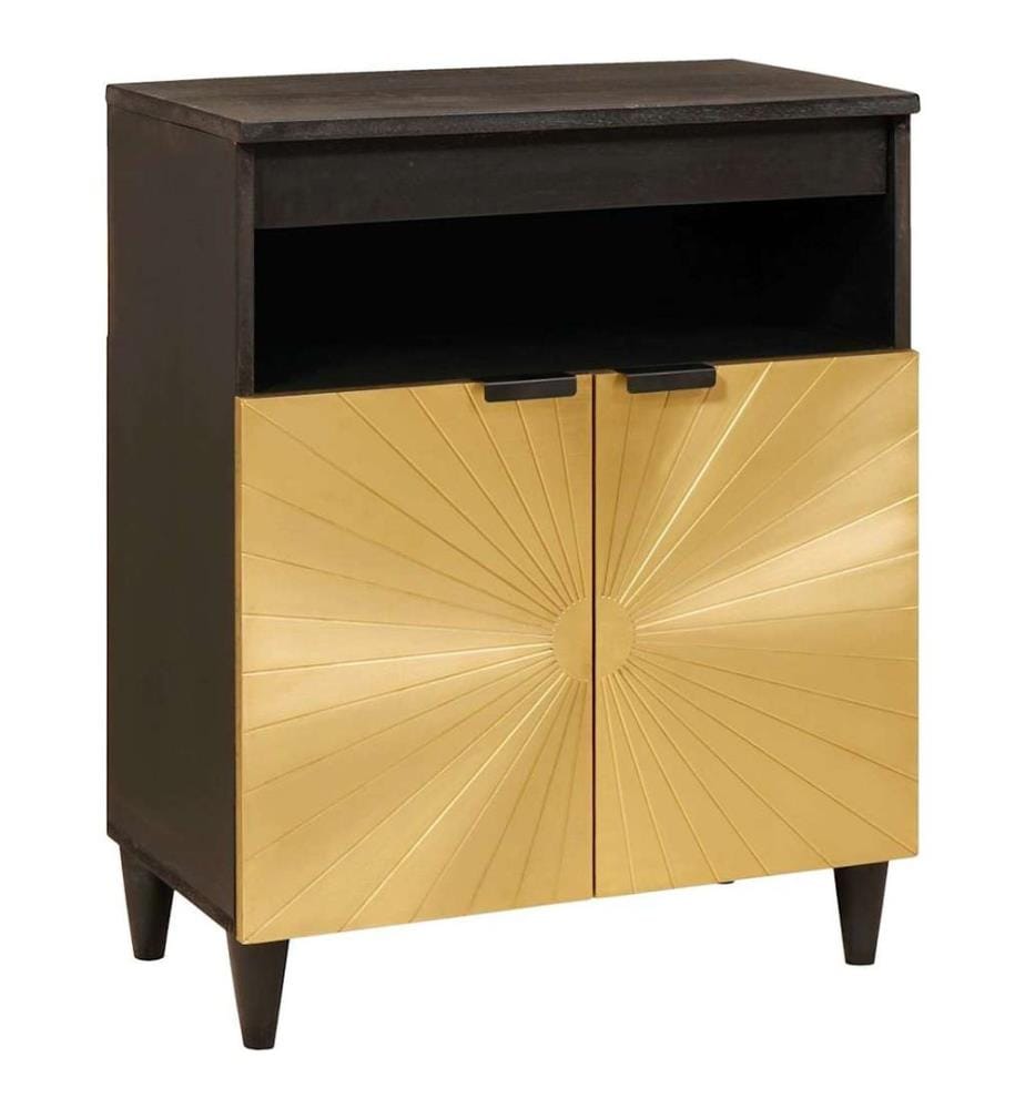Buffet Noir et or 60 x 33 x 75 cm Bois de mangue massif