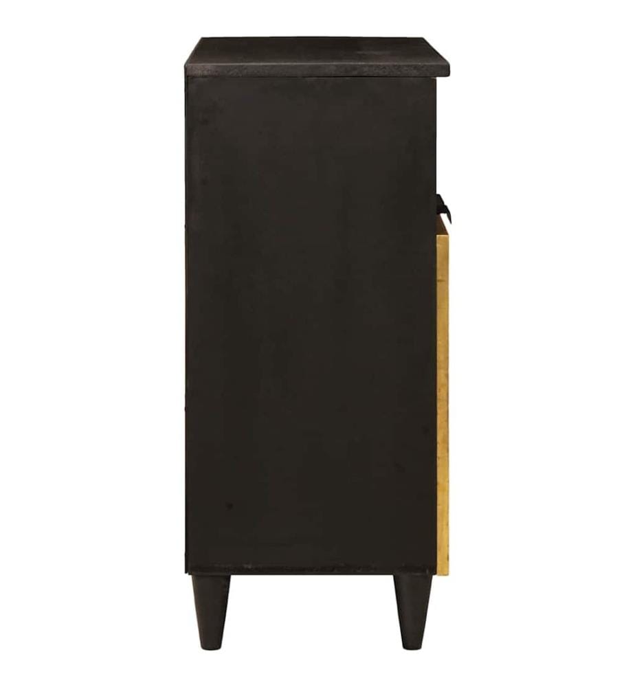 Buffet Noir et or 60 x 33 x 75 cm Bois de mangue massif