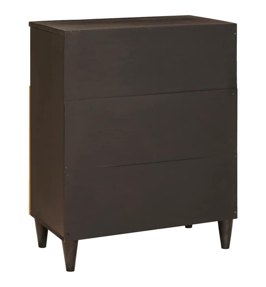 Buffet Noir et or 60 x 33 x 75 cm Bois de mangue massif