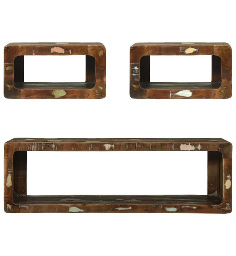 TV-Schrankset mit Regal 3 pcs Mehrfarbig Massivholz Altholz