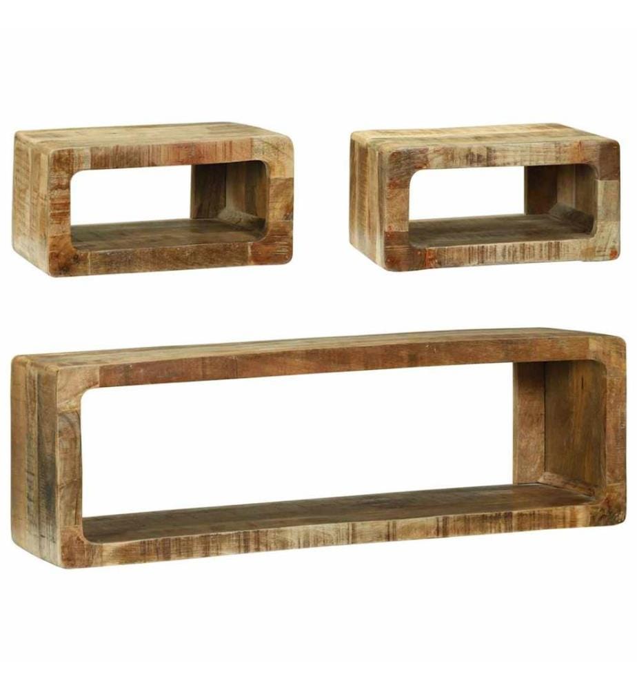 TV-Schrankset mit Regal 3 pcs Braun Massivholz Mango
