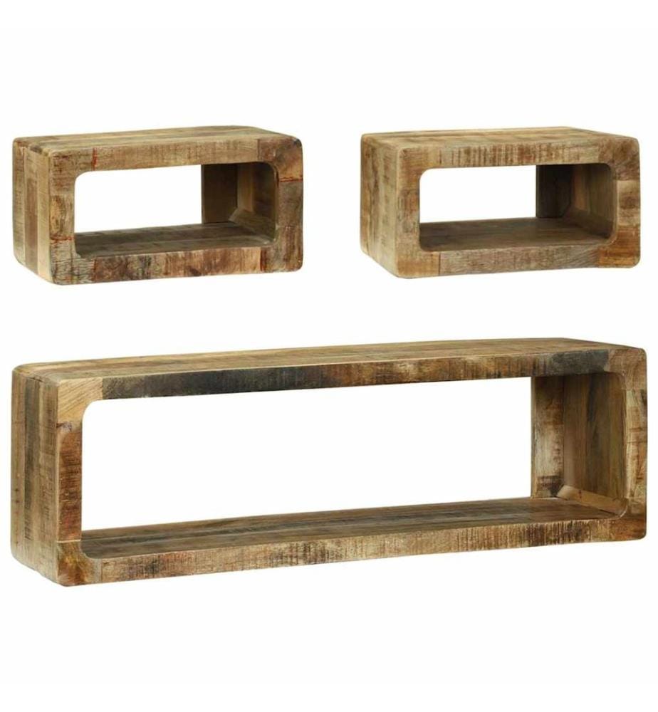 TV-Schrankset mit Regal 3 pcs Braun Massivholz Mango