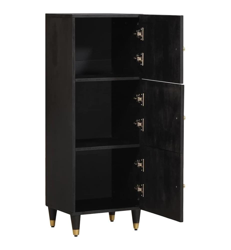Highboard mit Regal Schwarz 40 x 33 x 110 cm Massivholz Mango