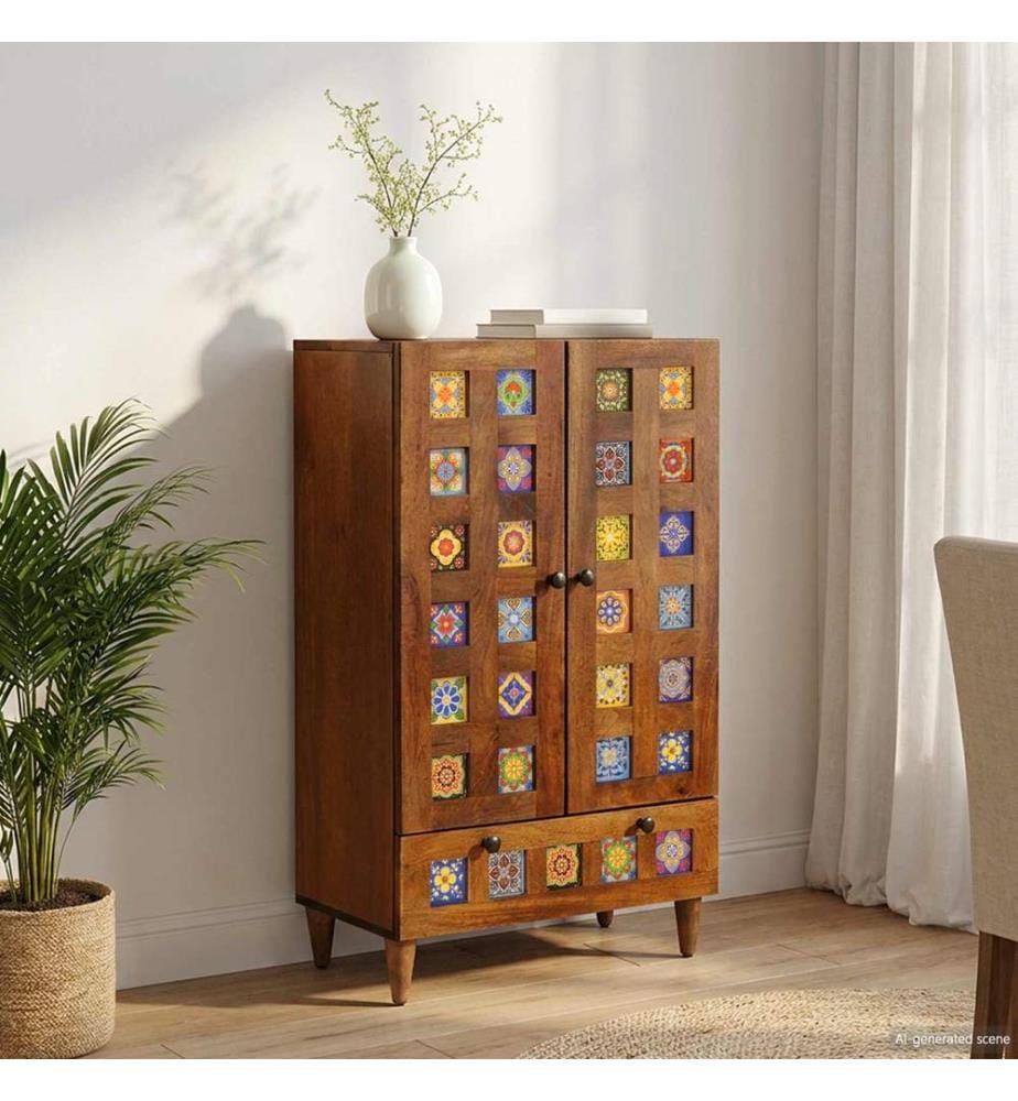 Haut Armoire Noyer 60 x 33,5 x 100 cm Bois de mangue massif