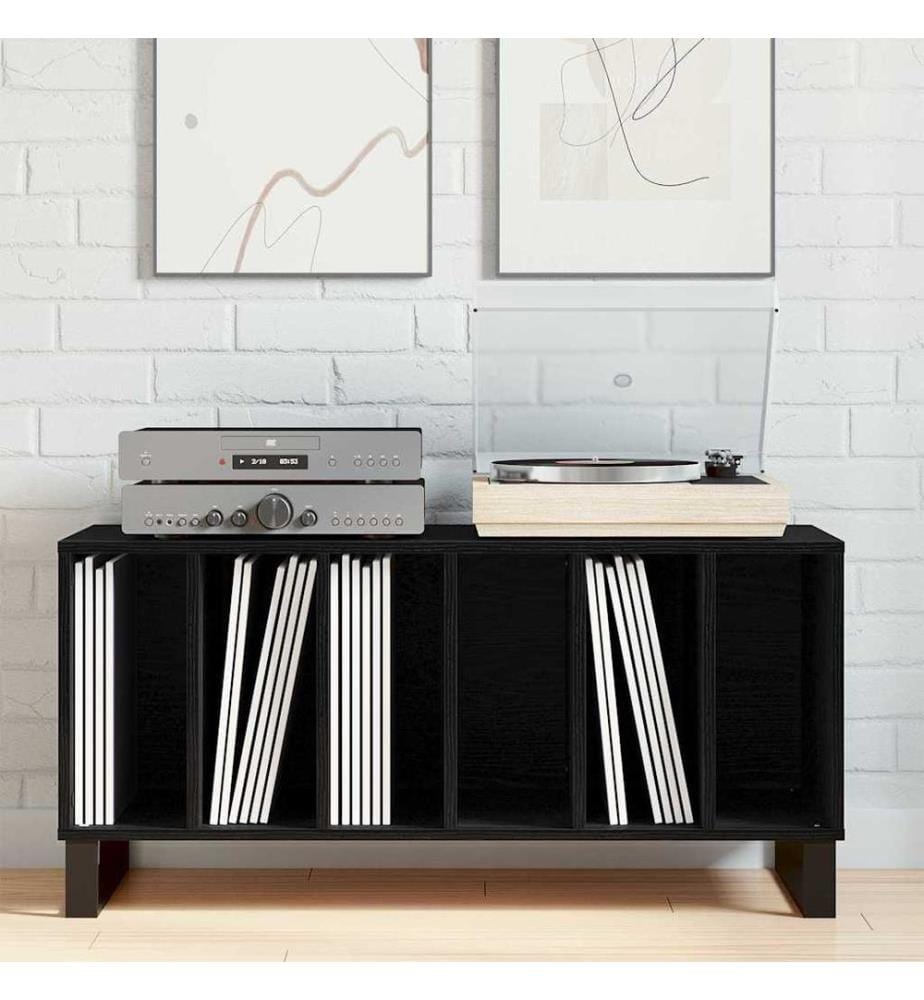 Meuble à vinyles Chêne noir 100 x 38 x 48 cm Bois d'ingénierie