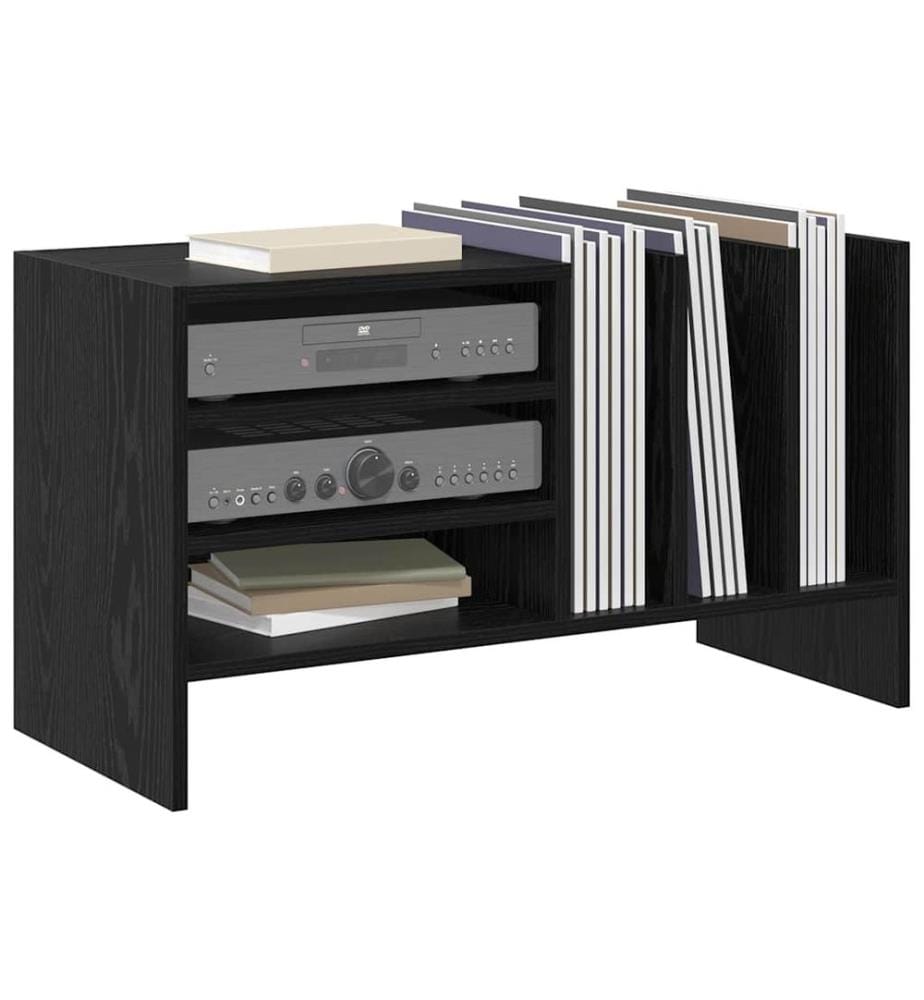 Schallplattenschrank Schwarz Eichen-Optik 78,5 x 35 x 45 cm